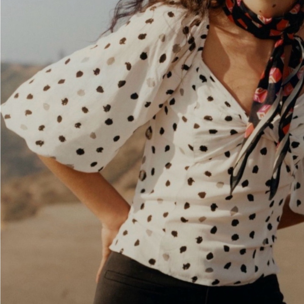 Chic Black and White Polka Dot Blouse